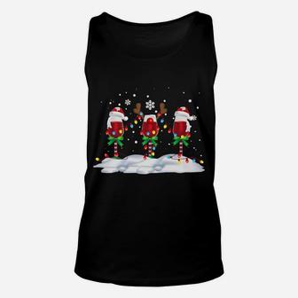 Christmas Red Wine Ornaments Reindeer Santa Hat Gift Unisex Tank Top - Seseable