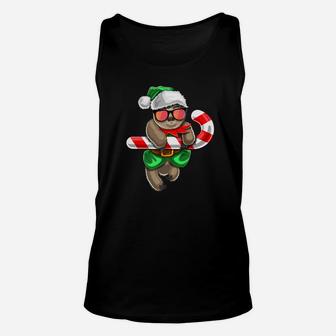 Christmas Sloth Elf Peppermint Candy Cane Gift Girls Unisex Tank Top - Seseable