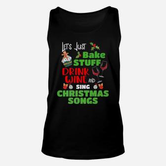Christmas Songs Wine Baking Holiday Pajamas Unisex Tank Top - Seseable