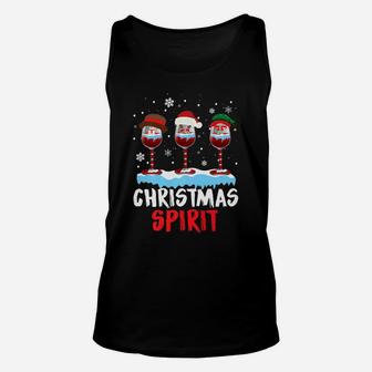 Christmas Spirit Wine Glasses Elf Reindeer Santa Gift Unisex Tank Top - Seseable