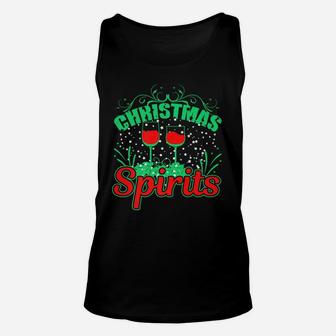 Christmas Spirits Wine Funny Holiday Drinking Gift Unisex Tank Top - Seseable