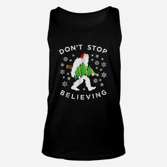 Christmas Tree Bigfoot Dont Stop Believing Unisex Tank Top - Seseable