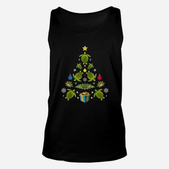 Christmas Tree Sea Turtle Ornaments Gift Sea Turtle Hawaiian Unisex Tank Top - Seseable