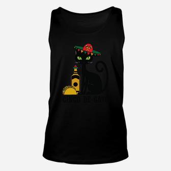 Cinco De Mayo Black Cat Cinco De Gato Funny Mexican Unisex Tank Top - Seseable