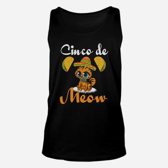 Cinco De Mayo Cinco De Meow Cat Taco Sombrero Unisex Tank Top - Seseable