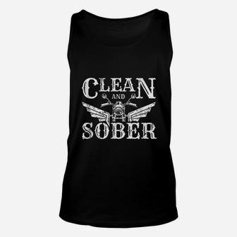 Clean And Sober Biker Vintage Sobriety Motorcycle Unisex Tank Top - Seseable
