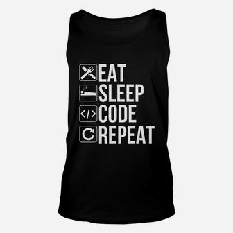 Coder Developer Gift Eat Sleep Code Repeat Unisex Tank Top - Seseable