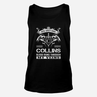 Collins Blood Runs Through My Veins Name Shirts Unisex Tank Top - Seseable