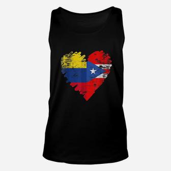 Colombia Puerto Rico Flag Heart Colombian Rican Unisex Tank Top - Seseable