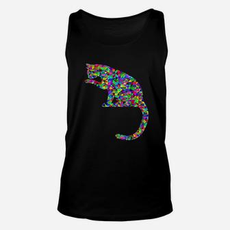 Colorful Cat Licking Paw Unisex Tank Top - Seseable