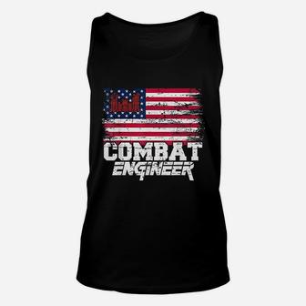 Combat Engineer With American Flag Distressed Us Military Unisex Tank Top - Seseable