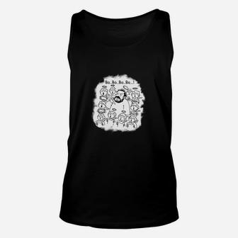 Comic-Schaf-Motiv Schwarzes Unisex TankTop Bo, Bo, Bo..., Lustiges Design für Tierfreunde - Seseable