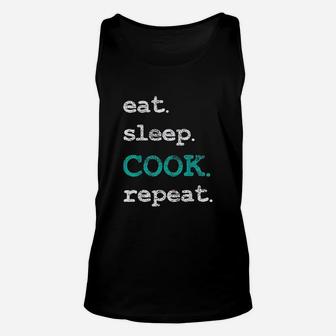 Cook Cooking Chief Eat Sleep Repeat Funny Vintage Gift Unisex Tank Top - Seseable