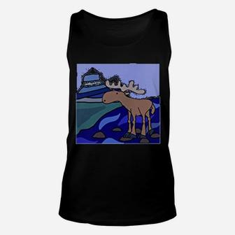Cool Funny Moose On Rocks Nature Abstract Unisex Tank Top - Seseable