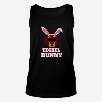 Cool Glasses Teckels Bunny Rabbit Dog Happy Easter Unisex Tank Top - Seseable
