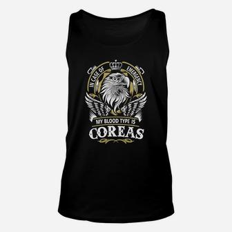 Coreas In Case Of Emergency My Blood Type Is Coreas -coreas T Shirt Coreas Hoodie Coreas Family Coreas Tee Coreas Name Coreas Lifestyle Coreas Shirt Coreas Names Unisex Tank Top - Seseable