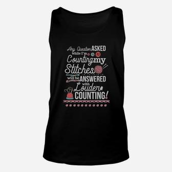 Counting Stiches Knitting Crocheting T-shirt Unisex Tank Top - Seseable