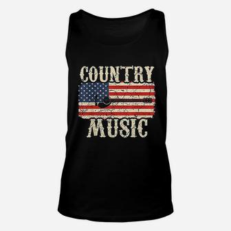 Country Music Retro Vintage Guitar American Flag Gift Unisex Tank Top | Seseable UK