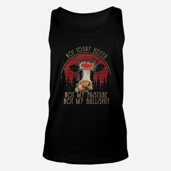 Cow Not Today Heifer Funny Vintage Unisex Tank Top - Seseable