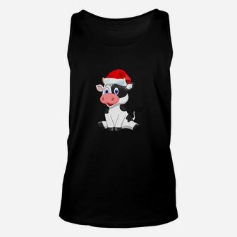 Cow Santa Hat Christmas Funny Xmas Gifts Unisex Tank Top - Seseable