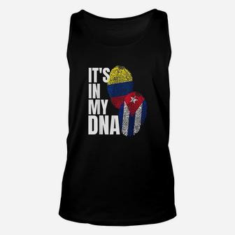 Cuban And Colombian Dna Mix Flag Heritage Gift Unisex Tank Top - Seseable