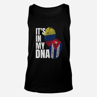 Cuban And Colombian Dna Mix Flag Heritage Unisex Tank Top - Seseable