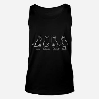 Cute Abstract Un Deux Trois Cat French Kitty Unisex Tank Top - Seseable