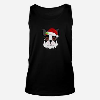 Cute Boston Terrier With Santa Hat And Beard Christmas Gifts Unisex Tank Top - Seseable