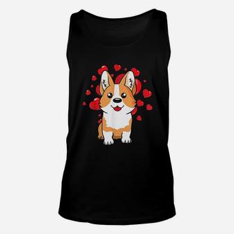 Cute Corgi Dog Valentines Day Love Heart Gift Unisex Tank Top - Seseable