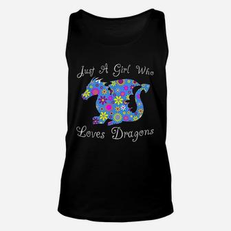 Cute Dragon Lover Gift Women | Just A Girl Who Loves Dragons Unisex Tank Top - Seseable