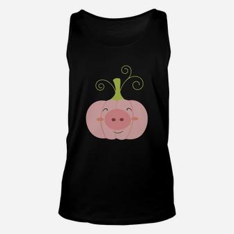 Cute Emotion Pig Pumpkin Face T-shirt For Halloween Day Unisex Tank Top - Seseable