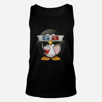 Cute Funny Cinema Penguin Cartoon T-shirt Unisex Tank Top | Seseable UK
