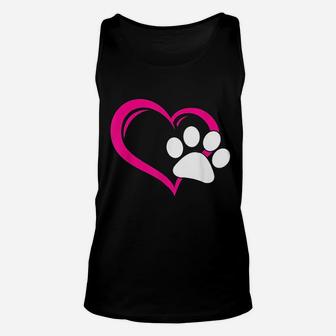 Cute I Love My Dog Puppy Cat Paw Heart Unisex Tank Top - Seseable