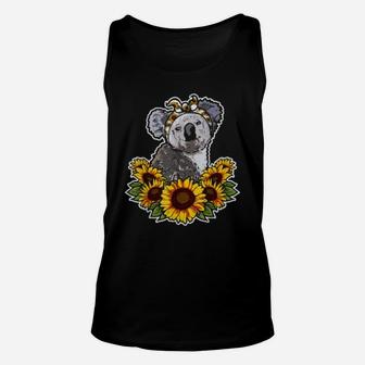 Cute Love Koala Bear Gift Sunflower Decor Koala Unisex Tank Top - Seseable