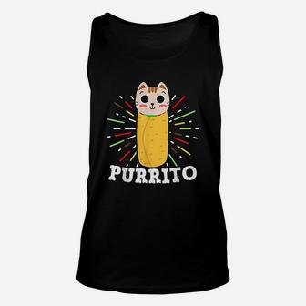 Cute Mexican Food Purrito Cat And Burrito Lover Funny Gift Unisex Tank Top - Seseable