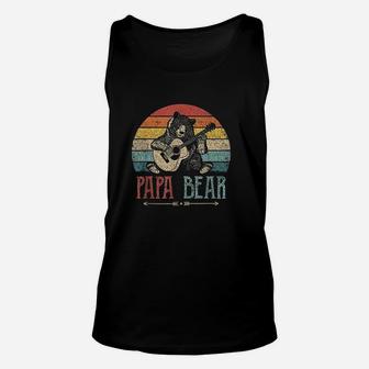 Cute Papa Bear Vintage Fathers Day Retro Dad Guitar Unisex Tank Top - Seseable