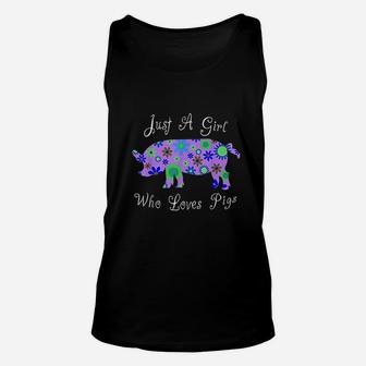 Cute Pig Farm Animal Lover Gift | Just A Girl Who Loves Pigs Unisex Tank Top - Seseable