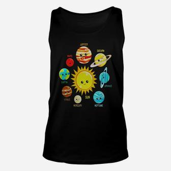 Cute Planets Solar System T Shirt, Apparel For Kids Unisex Tank Top - Seseable