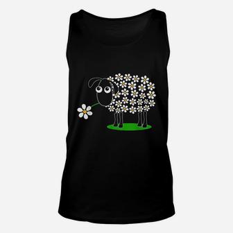 Cute Sheep With Flower Wool Gift For Girls Unisex Tank Top - Seseable