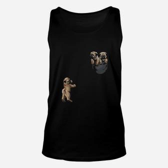 Cute Sleepy Pug Hang Out In Pocket Unisex Tank Top - Seseable