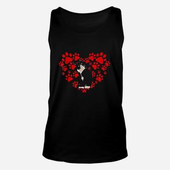 Cute Tuxedo Valentines Day Hearts For Cat Lovers Unisex Tank Top - Seseable