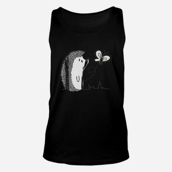 Cute Vintage Hedgehog And Butterfly Art Unisex Tank Top - Seseable