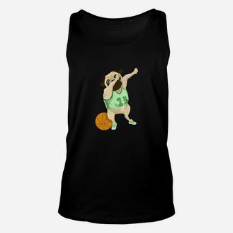 Dabbing Basketball Pug Funny Sports Lover Graphic Unisex Tank Top - Seseable