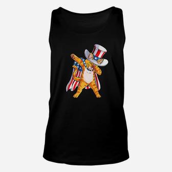 Dabbing Cat Uncle Sam 4th Of July Kids Boys Meowica Unisex Tank Top - Seseable