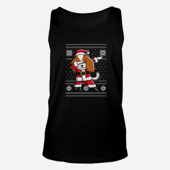 Dabbing Cavalier King Charles Spaniel Christmas Dog Unisex Tank Top - Seseable