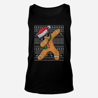 Dabbing Gingerbread Man Cookie Christmas Gingerbread Ugly Unisex Tank Top - Seseable