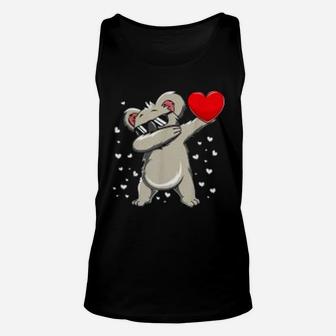 Dabbing Koala Bear Heart Valentines Day Funny Gift Unisex Tank Top - Seseable