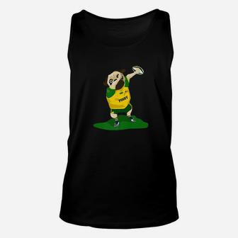 Dabbing Rugby League Pug Dog Funny Sports Lover Unisex Tank Top - Seseable