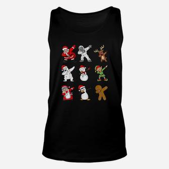 Dabbing Santa Claus And Friends Christmas Unisex Tank Top - Seseable