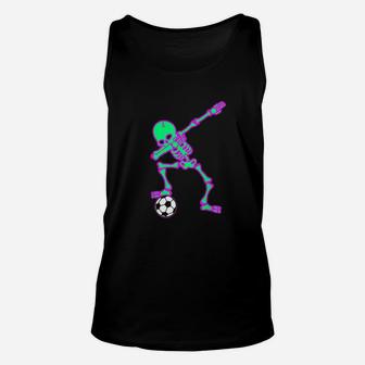 Dabbing Skeleton Soccer Halloween Dab Unisex Tank Top - Seseable